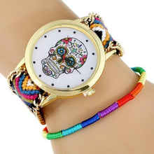 Load image into Gallery viewer, Women Watch MEXICAN Skull woman dress wristwatch Fashion Hippie Fabric Bracelet Skeleton reloj dama Geneva Style