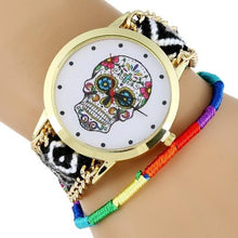 Load image into Gallery viewer, Women Watch MEXICAN Skull woman dress wristwatch Fashion Hippie Fabric Bracelet Skeleton reloj dama Geneva Style