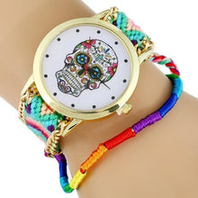 Load image into Gallery viewer, Women Watch MEXICAN Skull woman dress wristwatch Fashion Hippie Fabric Bracelet Skeleton reloj dama Geneva Style