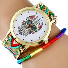 Load image into Gallery viewer, Women Watch MEXICAN Skull woman dress wristwatch Fashion Hippie Fabric Bracelet Skeleton reloj dama Geneva Style