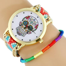 Load image into Gallery viewer, Women Watch MEXICAN Skull woman dress wristwatch Fashion Hippie Fabric Bracelet Skeleton reloj dama Geneva Style