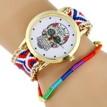 Load image into Gallery viewer, Women Watch MEXICAN Skull woman dress wristwatch Fashion Hippie Fabric Bracelet Skeleton reloj dama Geneva Style