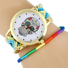 Load image into Gallery viewer, Women Watch MEXICAN Skull woman dress wristwatch Fashion Hippie Fabric Bracelet Skeleton reloj dama Geneva Style