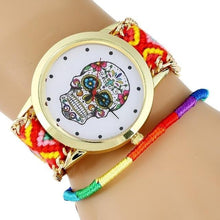 Load image into Gallery viewer, Women Watch MEXICAN Skull woman dress wristwatch Fashion Hippie Fabric Bracelet Skeleton reloj dama Geneva Style