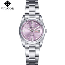 Load image into Gallery viewer, Top Luxury Watch Ladies Date Stainless Steel Wristwatch Quartz Watch Women Watches Silver Montre Femme Famous Brand WWOOR Clock