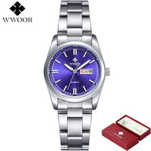 Load image into Gallery viewer, Top Luxury Watch Ladies Date Stainless Steel Wristwatch Quartz Watch Women Watches Silver Montre Femme Famous Brand WWOOR Clock