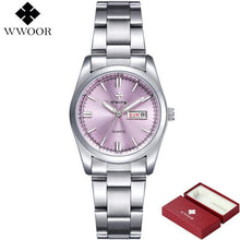 Load image into Gallery viewer, Top Luxury Watch Ladies Date Stainless Steel Wristwatch Quartz Watch Women Watches Silver Montre Femme Famous Brand WWOOR Clock