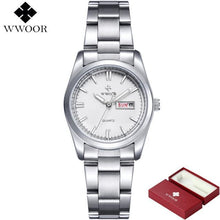 Load image into Gallery viewer, Top Luxury Watch Ladies Date Stainless Steel Wristwatch Quartz Watch Women Watches Silver Montre Femme Famous Brand WWOOR Clock