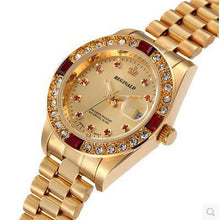 Load image into Gallery viewer, Luxury Crown Brand Watch Full Gold Steel Clock Fashion Ladies Male Couple Hight Grade Water Resistant Calendar Diamond Watches