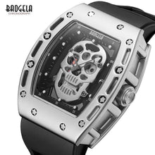 Load image into Gallery viewer, Baogela Mens Fashion Military Silicone Strap Rectangle Dial Skull Face Sport Quartz Wrist Watches BGL1612G-1