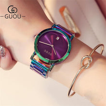 Load image into Gallery viewer, GUOU Watch Women Fashion Colorful Stainless Steel Ladies Watch Luxury Exquisite Women's Watches reloj mujer relogio feminino