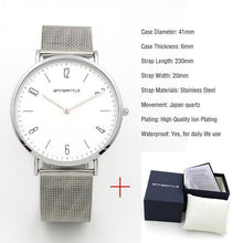 Load image into Gallery viewer, Fashion Men Minimalist Watch Women Arabic Japan Quartz Thin Leather Silver Mesh Stainless Steel Magnet Strap Antibrittle Classic