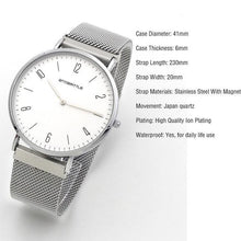 Load image into Gallery viewer, Fashion Men Minimalist Watch Women Arabic Japan Quartz Thin Leather Silver Mesh Stainless Steel Magnet Strap Antibrittle Classic