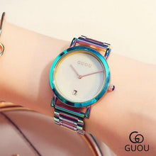 Load image into Gallery viewer, GUOU Watch Women Fashion Colorful Stainless Steel Ladies Watch Luxury Exquisite Women's Watches reloj mujer relogio feminino