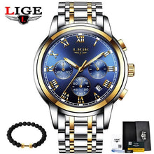 Load image into Gallery viewer, LIGE Men's Watches Military Luxury Brand Watch Mens Quartz Stainless Steel Clock Fashion Chronograph Watch Man Relogio Masculino