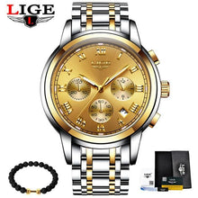 Load image into Gallery viewer, LIGE Men's Watches Military Luxury Brand Watch Mens Quartz Stainless Steel Clock Fashion Chronograph Watch Man Relogio Masculino