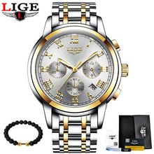 Load image into Gallery viewer, LIGE Men's Watches Military Luxury Brand Watch Mens Quartz Stainless Steel Clock Fashion Chronograph Watch Man Relogio Masculino