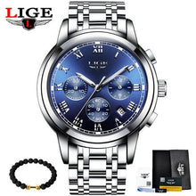 Load image into Gallery viewer, LIGE Men's Watches Military Luxury Brand Watch Mens Quartz Stainless Steel Clock Fashion Chronograph Watch Man Relogio Masculino