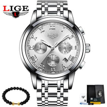Load image into Gallery viewer, LIGE Men's Watches Military Luxury Brand Watch Mens Quartz Stainless Steel Clock Fashion Chronograph Watch Man Relogio Masculino