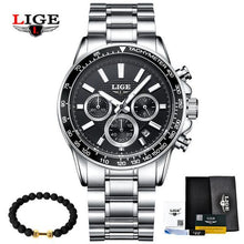 Load image into Gallery viewer, LIGE Mens Watches Top Brand Luxury Quartz Watch Hour Date Clock Fashion Casual Steel Watch Men Military Erkek Kol Saat
