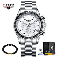 Load image into Gallery viewer, LIGE Mens Watches Top Brand Luxury Quartz Watch Hour Date Clock Fashion Casual Steel Watch Men Military Erkek Kol Saat