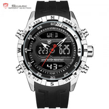 Load image into Gallery viewer, Hooktooth SHARK Sport Watch for Men Double Movement Chronograph Alarm LCD Male Clock 3ATM Water Resistant Black Stopwatch /SH596