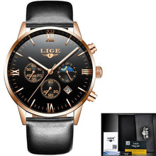 Load image into Gallery viewer, LIGE Top Luxury Brand Ultra-thin Business Quartz Watch Men's Casual Mesh Steel Gold Waterproof Sport Watch Man Relogio Masculino