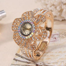 Load image into Gallery viewer, Gold Color Wrist Watch Women Flower Shape Jewelry Bracelet Watches Crystal Ladies Quartz Clock relogio feminino bayan kol saati