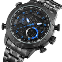 Load image into Gallery viewer, Snaggletooth SHARK Sport Watch LCD Auto Date Alarm Steel Band Chronograph Dual Time Men Relogio Quartz Digital Wristwatch /SH589