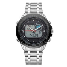 Load image into Gallery viewer, Men's Fashion Solar Powered Wristwatches Top Sports Watches Full Steel 30M Waterproof Analogue Digital LED Military Watches