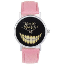 Load image into Gallery viewer, Watch OTOKY Willby WE ARE ALL MAD HERE Watch Evil Smile Emoji PU Leather Quartz Wrist Watches 161213 Drop Shipping