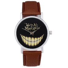 Load image into Gallery viewer, Watch OTOKY Willby WE ARE ALL MAD HERE Watch Evil Smile Emoji PU Leather Quartz Wrist Watches 161213 Drop Shipping