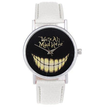 Load image into Gallery viewer, Watch OTOKY Willby WE ARE ALL MAD HERE Watch Evil Smile Emoji PU Leather Quartz Wrist Watches 161213 Drop Shipping