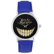 Load image into Gallery viewer, Watch OTOKY Willby WE ARE ALL MAD HERE Watch Evil Smile Emoji PU Leather Quartz Wrist Watches 161213 Drop Shipping