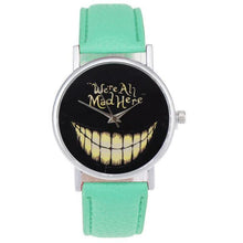 Load image into Gallery viewer, Watch OTOKY Willby WE ARE ALL MAD HERE Watch Evil Smile Emoji PU Leather Quartz Wrist Watches 161213 Drop Shipping