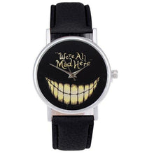 Load image into Gallery viewer, Watch OTOKY Willby WE ARE ALL MAD HERE Watch Evil Smile Emoji PU Leather Quartz Wrist Watches 161213 Drop Shipping