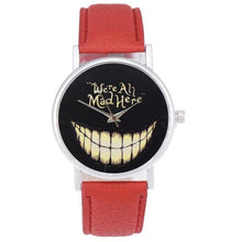 Load image into Gallery viewer, Watch OTOKY Willby WE ARE ALL MAD HERE Watch Evil Smile Emoji PU Leather Quartz Wrist Watches 161213 Drop Shipping