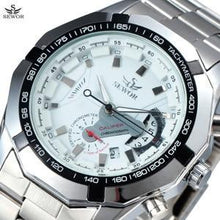 Load image into Gallery viewer, SEWOR Black Luxury Brand Automatic Mechanical Watch Stainless Steel Men's Military Sport Clock Male Wrist Watches For Men