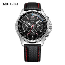 Load image into Gallery viewer, MEGIR Fashion Top Brand Sports Watches Men Leather Luxury Quartz Military Wrist Watch Waterproof Clock Male Relogios