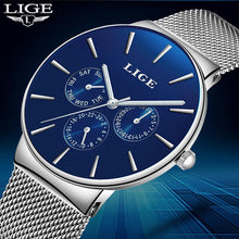 Load image into Gallery viewer, LIGE Mens Watches Top Luxury Brand Full steel Quartz Watch Men Sport Waterproof Watch Fashion Casual Clock Relogio Masculino+Box