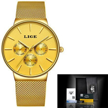 Load image into Gallery viewer, LIGE Mens Watches Top Luxury Brand Full steel Quartz Watch Men Sport Waterproof Watch Fashion Casual Clock Relogio Masculino+Box