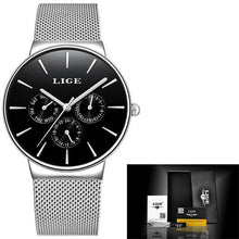 Load image into Gallery viewer, LIGE Mens Watches Top Luxury Brand Full steel Quartz Watch Men Sport Waterproof Watch Fashion Casual Clock Relogio Masculino+Box