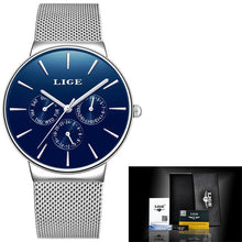 Load image into Gallery viewer, LIGE Mens Watches Top Luxury Brand Full steel Quartz Watch Men Sport Waterproof Watch Fashion Casual Clock Relogio Masculino+Box