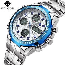 Load image into Gallery viewer, WWOOR Men Waterproof Sports Watches Men Brand Luxury Quartz Analog LED Digital Clock Male Army Military Watch relogio masculino