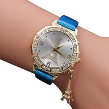 Load image into Gallery viewer, Watch Women Quartz Wrist The Eiffel Tower Rhinestone pendant Wristwatch Bangle Bracelet relogio masculino reloj hombre 17Jun20