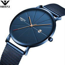 Load image into Gallery viewer, NIBOSI Man Watch Blue Watches Men 2017 Quartz Sport Full Steel Clock Military Watches Men Waterproof Ultra Thin Men's Hodinky