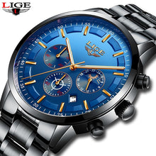Load image into Gallery viewer, LIGE Mens Watches Top Brand Luxury Men's Sports Military Watch Men's Stainless Steel Waterproof Quartz Watch Relogio Masculino