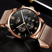 Load image into Gallery viewer, LIGE Top Luxury Brand Ultra-thin Business Quartz Watch Men's Casual Mesh Steel Gold Waterproof Sport Watch Man Relogio Masculino
