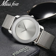 Load image into Gallery viewer, Miss Fox Women Gold Quartz Watch Ladies Brand Minimalist Steel Mesh Simple Geneva Watches Waterproof Dress  Relogio Feminino
