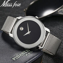 Load image into Gallery viewer, Miss Fox Women Gold Quartz Watch Ladies Brand Minimalist Steel Mesh Simple Geneva Watches Waterproof Dress  Relogio Feminino